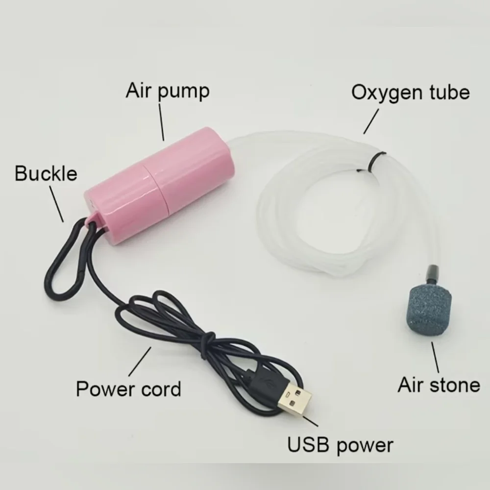 Pink USB-Powered Aquarium Air Pump